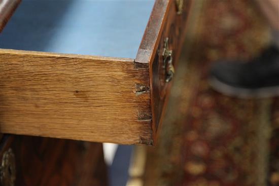 A late 17th century walnut marquetry and oyster veneered chest, W.3ft 3in. D.2ft .5in. H.2ft 9in.